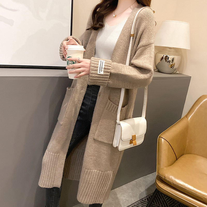 SURMIITRO Korean Style Knitted Long Cardigan Women Autumn Winter Sweater Long Sleeve Cardigan Female Coat Blue Knitwear 201031