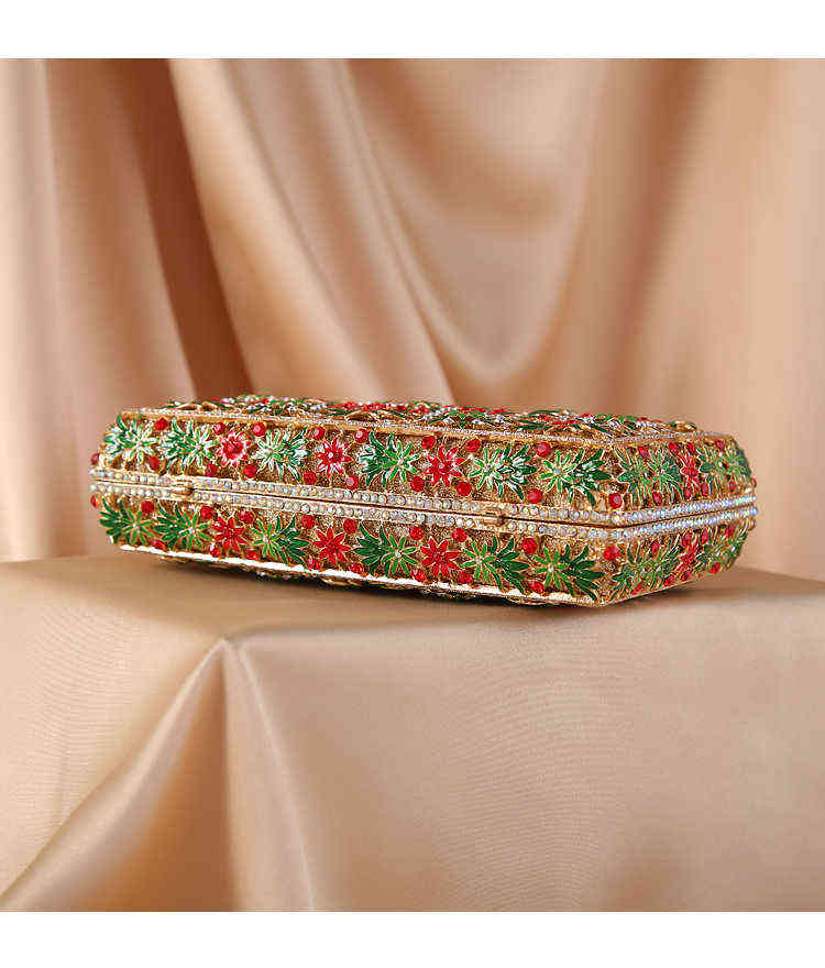 NXY Evening Bag Xiyuan Women 2022 Diamond Drip Floral s Clutches for Party Wedding Rhinestones Clutch Purse Wallet Gold 0207