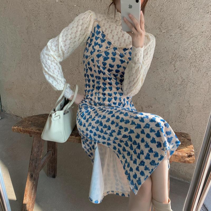 Blue dress female autumn winter slim Korean velvet mid-length suspender 2-piece set Lolita Kawaii Cosplay Op Princess Dresses, Sky blue
Blue dress female autumn winter slim Korean velvet mid-length suspender 2-piece set Lolita Kawaii Cosplay Op Princess Dresses, Sky blue