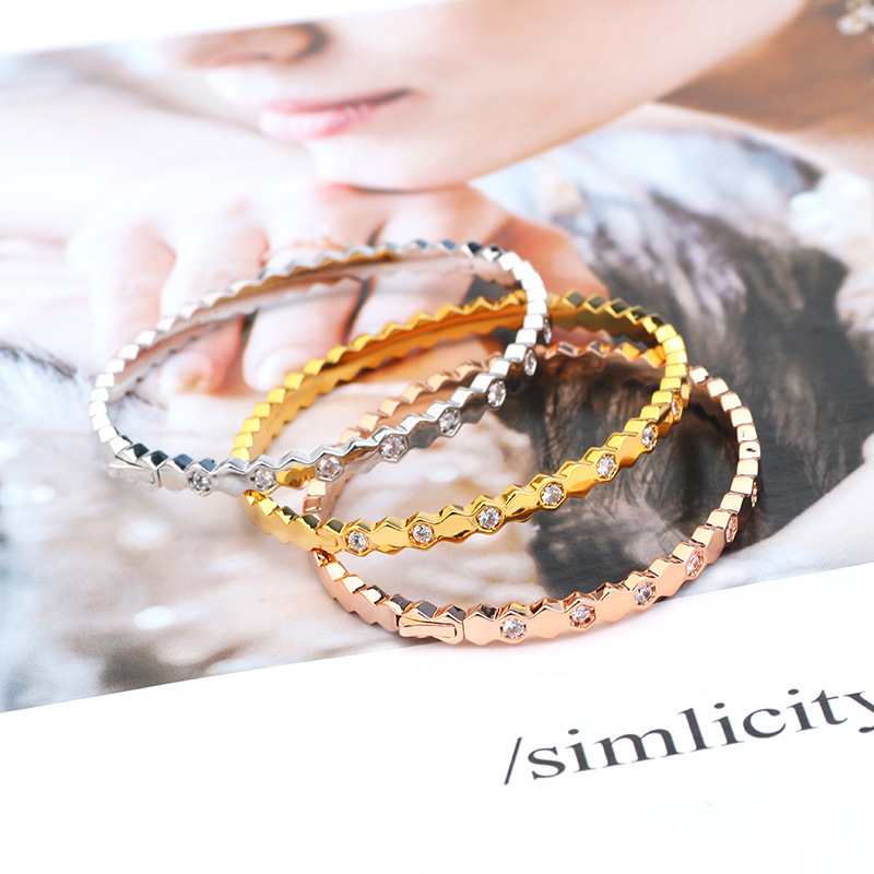Simple and narrow designer bracelets Bangles For Women Lady stainless steel lovers bracelet ring jewelry Inlay With diamond bracel