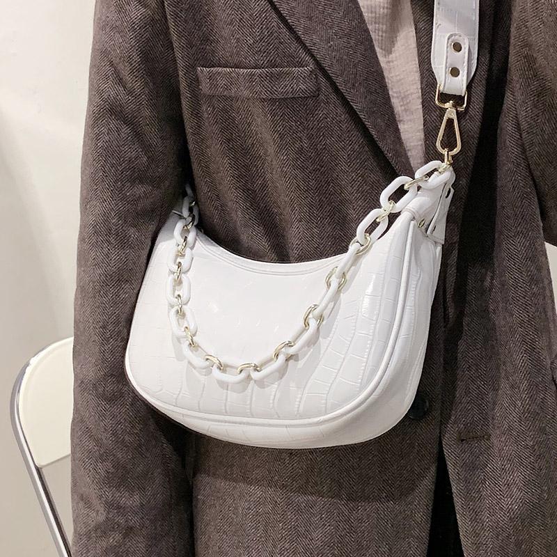 Alligator Moon Bag for Women's Luxury Chain PU Wide Shoulder Strap Bag Casual Lady High-quality Leather Crossbody Handbag Bulsos, Black
Alligator Moon Bag for Women's Luxury Chain PU Wide Shoulder Strap Bag Casual Lady High-quality Leather Crossbody Handbag Bulsos, Black