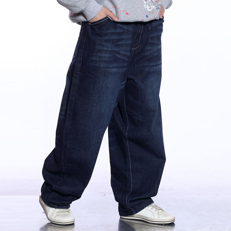 Men Wide Leg Blue Jeans Hip Hop Streetwear Plus Size Mens Bleached Baggy Jeans Skateboarder Denim Pants 201116