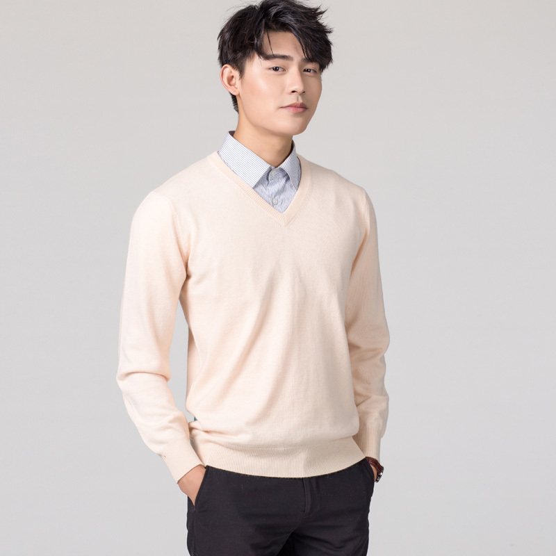 Man Pullovers Winter New Fashion Vneck Sweater Cashmere and Wool Knitted Jumpers Men Woolen Clothes Standard Male Tops T200101