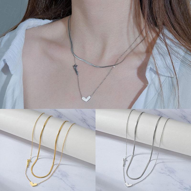 2 Layer Gift Snake Necklace Simple Titanium Steel Heart Love Clavicle Chain Choker Stacked Simple Necklace Fashion Women Jewelry
2 Layer Gift Snake Necklace Simple Titanium Steel Heart Love Clavicle Chain Choker Stacked Simple Necklace Fashion Women Jewelry