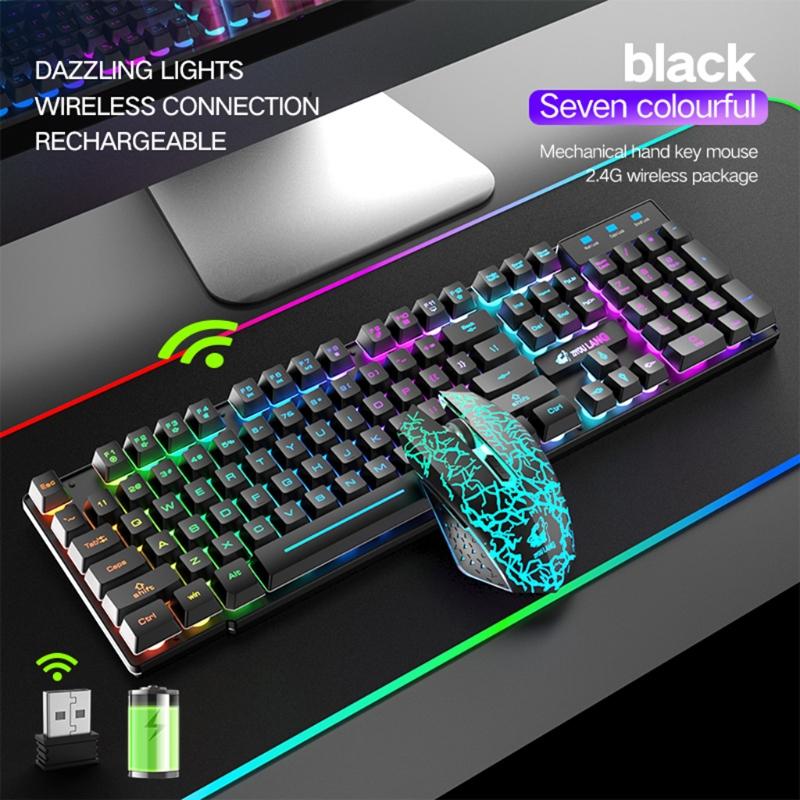 2.4G Wireless Gaming Keyboard and Mouse Set Colorful LED Breathing Light Keypad 24BB
2.4G Wireless Gaming Keyboard and Mouse Set Colorful LED Breathing Light Keypad 24BB