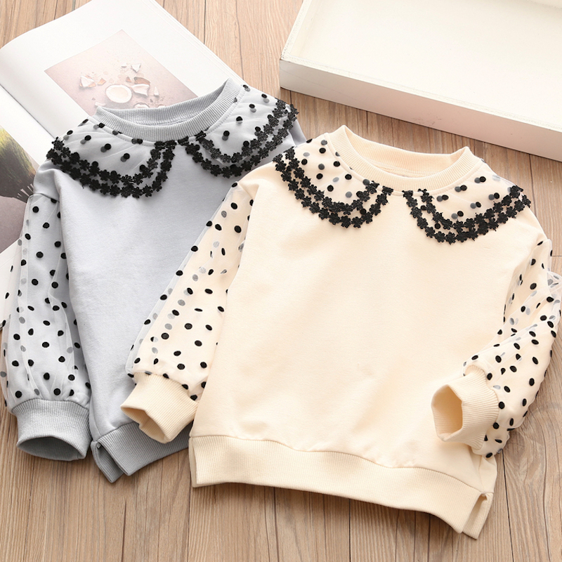 Spring Autumn Fashion 2 3 4 6 7 8 9 10 11 12 Years Children Outwear Cotton Lace Patchwork Sweatshirts For Kids Baby Girls 220309