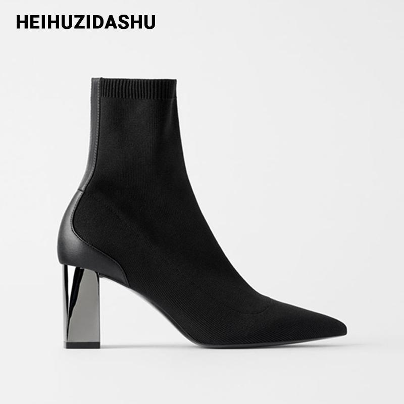 2020 Genuine Leather Ankle Boots For Women Black Slim Stretch Knitted Sock Boots Women Winter Plush Warm High Heels1, Fur lining boots
2020 Genuine Leather Ankle Boots For Women Black Slim Stretch Knitted Sock Boots Women Winter Plush Warm High Heels1, Fur lining boots