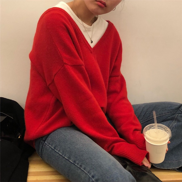 Colorfaith New 2019 Autumn Winter Women's Sweaters Loose Casual Fashionable Minimalist Tops Korean Style Knitting Ladies SW7113 T200101