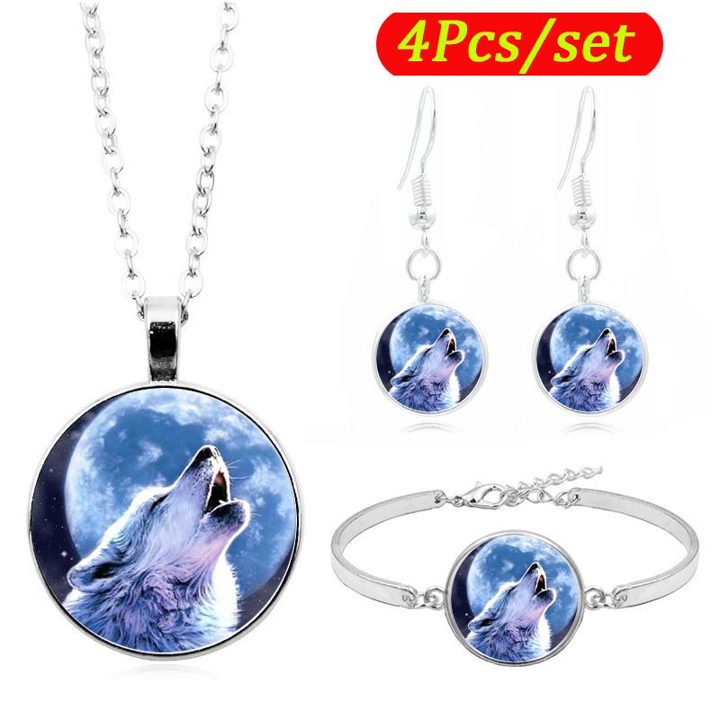 2020 Fashion Jewelry Set for Women Pendant animal Howling Wolf and Moon Necklace Earring Bracelet Set womens jewellery, As pic
2020 Fashion Jewelry Set for Women Pendant animal Howling Wolf and Moon Necklace Earring Bracelet Set womens jewellery, As pic