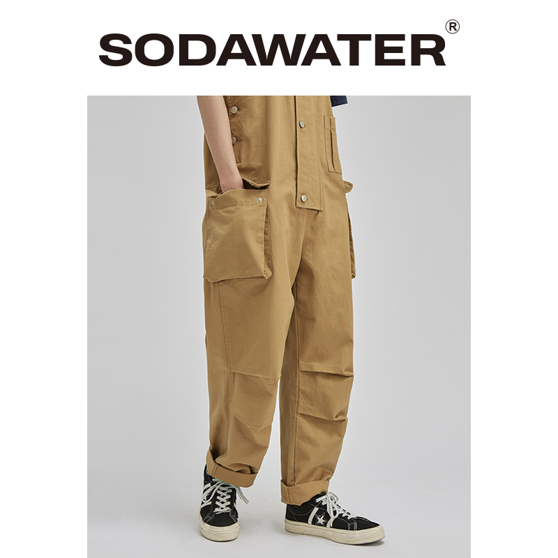 SODAWATER Men Overalls Loose Fit Casual Men Pants With Pocket Mens Work Overalls Pants Hip Hop Streetwear Mens Overalls 3027S20 201128