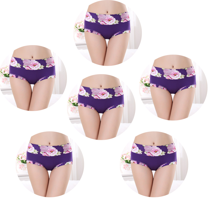 6pcs/lot Underwear Women Panties Sexy Cotton Girls Briefs Printed Intimate Plus Size Underwear Lady Breathable Underpants 201112