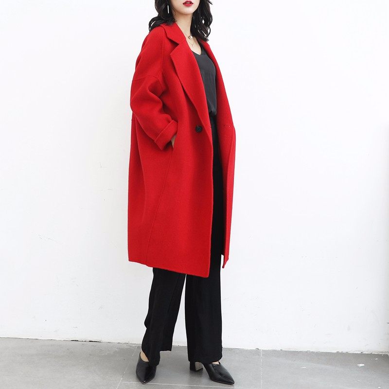 Fashion long Single button double Wool Coat Women soild Winter jacket loose autumn Wholesale price 201102