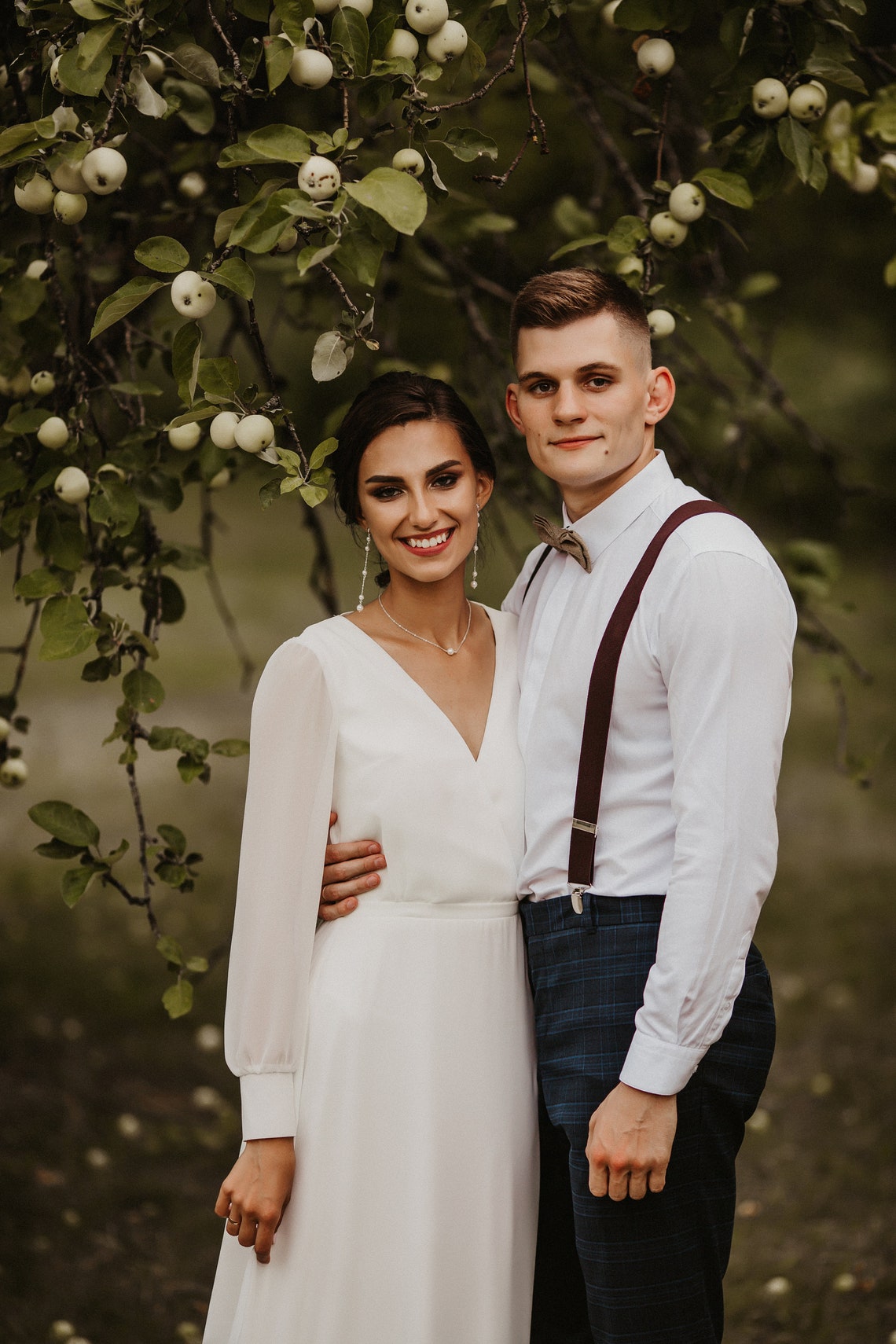 Bohemian A Line Chiffon Wedding Dresses With Long Sleeves Bridal Gowns White V-Neck Boho Beach Bride Reception Gown 2022 Simple Vestidos De Novia Summ