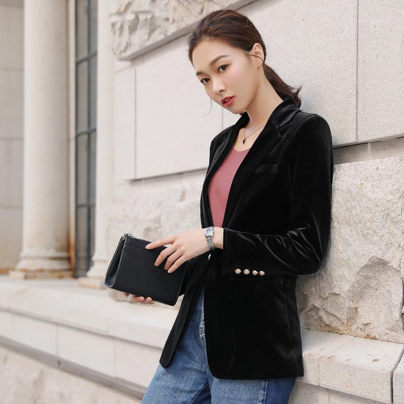 Women Suit Office lady Velvet Blazer Formal Work Small Gold Button Suit jacket Women Slim Long Sleeve Blazers feminino1, Black
Women Suit Office lady Velvet Blazer Formal Work Small Gold Button Suit jacket Women Slim Long Sleeve Blazers feminino1, Black