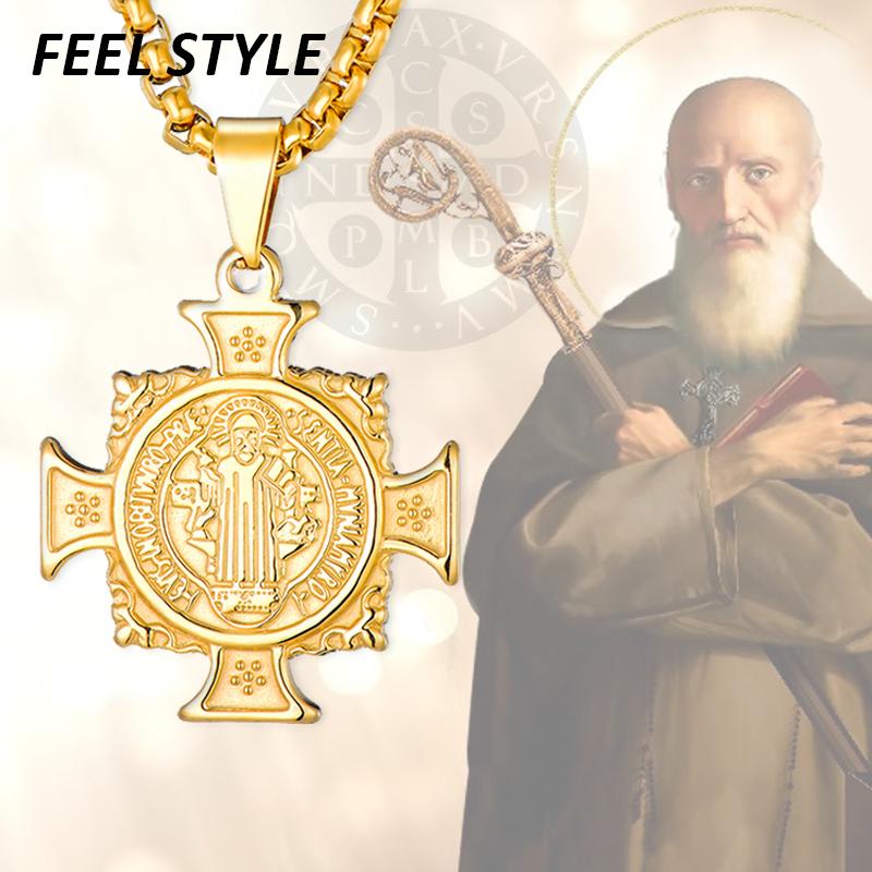 Catholic San Benito Exorcism Cross Faith Necklace Men Stainless Steel Jesus Cross Pendant Collier Homme
Catholic San Benito Exorcism Cross Faith Necklace Men Stainless Steel Jesus Cross Pendant Collier Homme