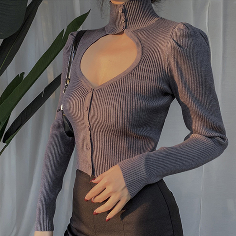 New Autumn All-match Thin Turtleneck Hollow Sexy Casual Gray Sweater Fashion High Elastic Streetwear Cardigan Mesh Top TPV7
New Autumn All-match Thin Turtleneck Hollow Sexy Casual Gray Sweater Fashion High Elastic Streetwear Cardigan Mesh Top TPV7