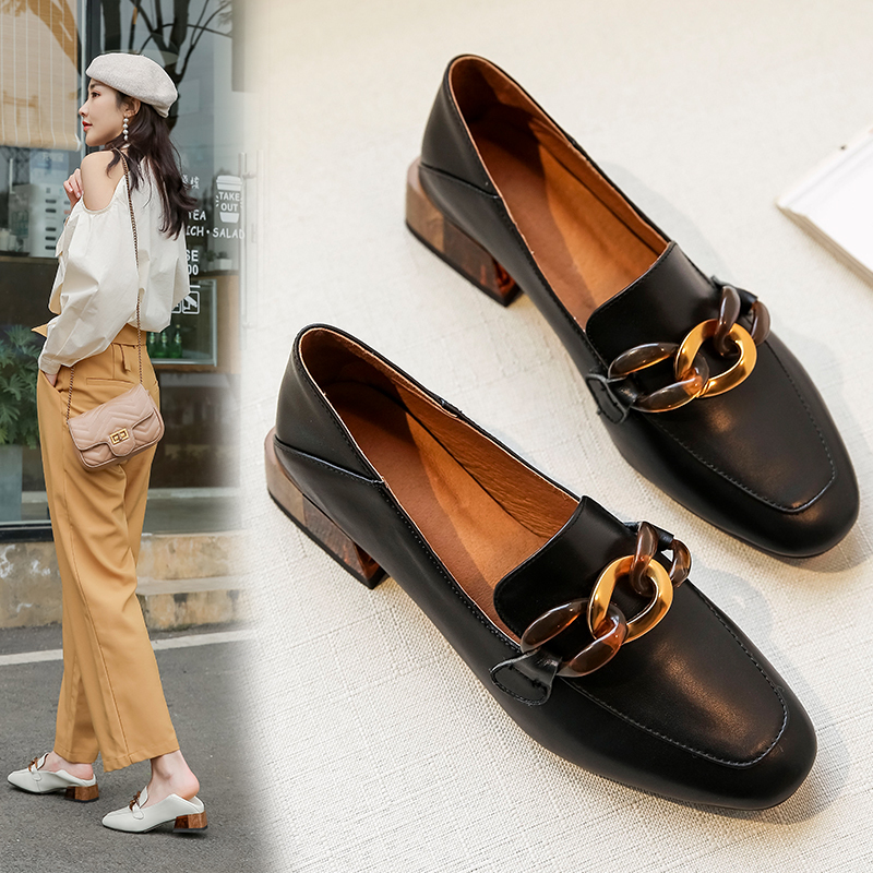 Women's pumps 22-25 in length three inches high spring heels and autumn thick leather shoes Y82S, White
Women's pumps 22-25 in length three inches high spring heels and autumn thick leather shoes Y82S, White