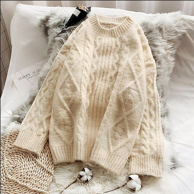 Large Size Women's Pullover Winter Women Knitted Cashmere Women's Sweaters Loose Women's Jumper Autumn Girls Sweaters 201222