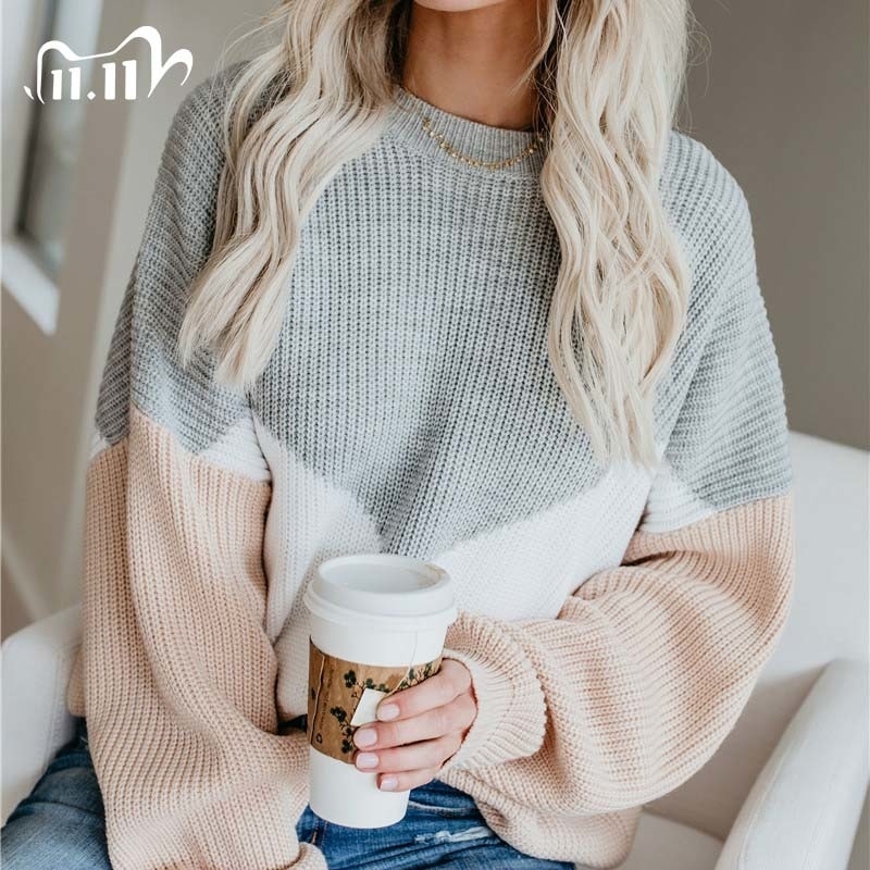 Loose Knitted Sweater Women Jumpers Long Sleeve Woman Pullovers Sweaters Casual Autumn Winter Color Block Striped Sweater 201111, Red
Loose Knitted Sweater Women Jumpers Long Sleeve Woman Pullovers Sweaters Casual Autumn Winter Color Block Striped Sweater 201111, Red