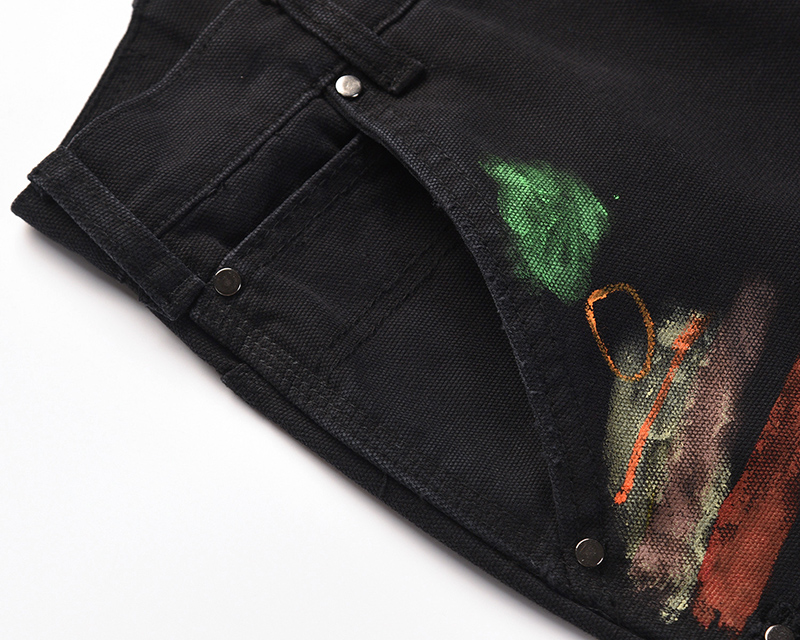 Men's Graffiti Painted Wide Leg Flare Pants Streetwear Casual Jeans Haruku Washed Retro Loose Denim Trousers
