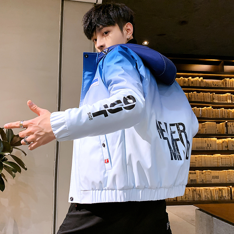Jacket for men autumn/Winter Korean fashion casual jacket in red and blue 3XL 201218