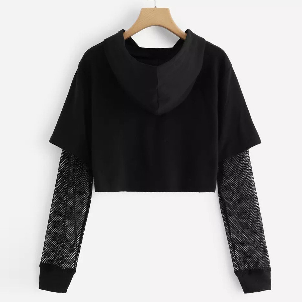 Hoodie Fashion Womens Letters Mesh Long Sleeve Hoodie Sweatshirt Pullover Tops Blouse Sweetshirts, Black
Hoodie Fashion Womens Letters Mesh Long Sleeve Hoodie Sweatshirt Pullover Tops Blouse Sweetshirts, Black