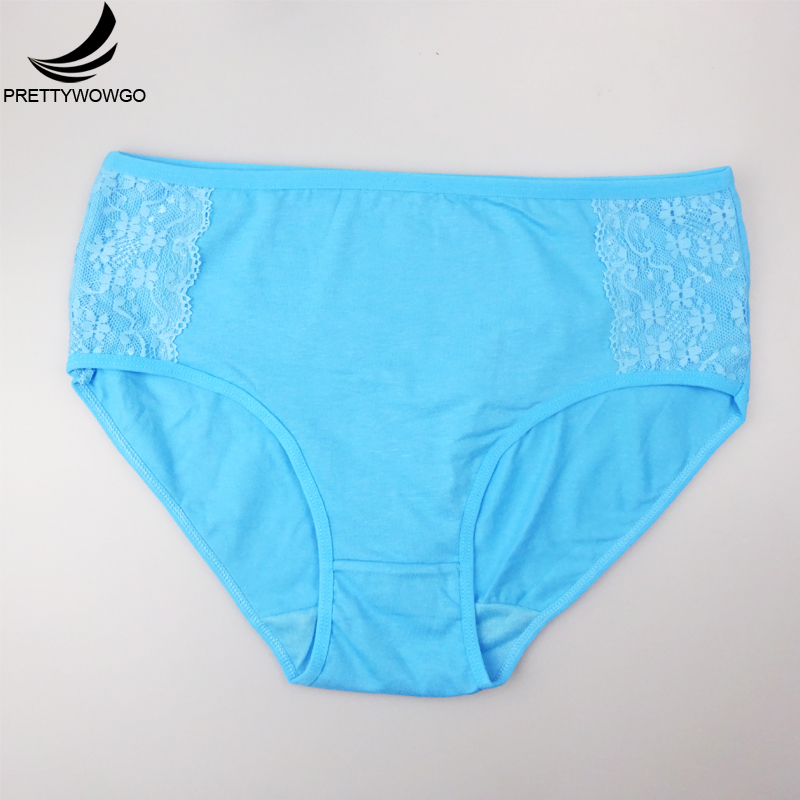 6 Pcs/Lot Plus Size Women's Appare High Waist Solid Color Women Cotton Lace Briefs Panties XXL 3XL 4XL 6957 201112