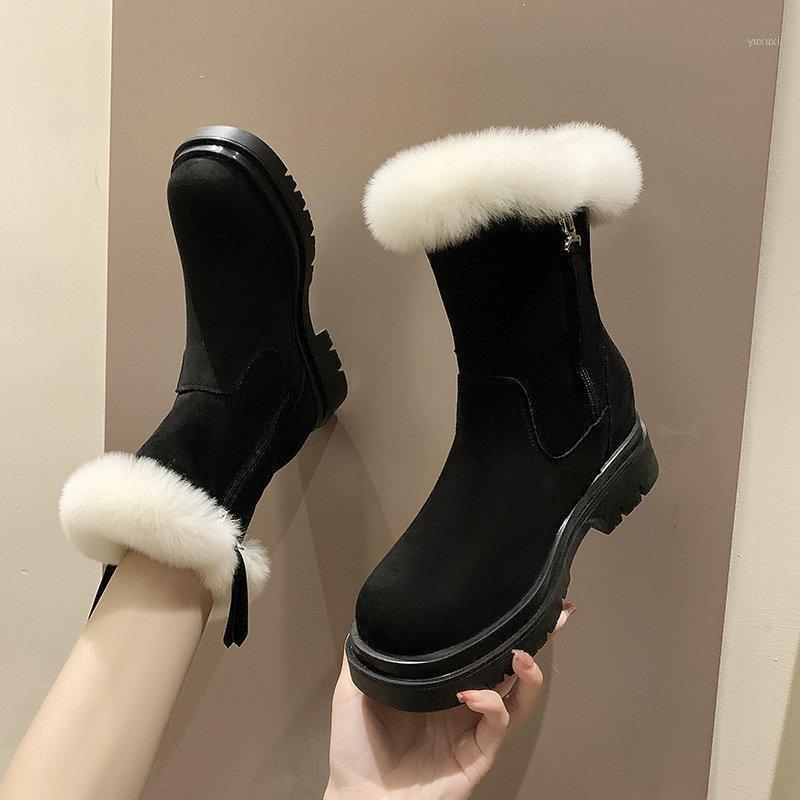 Winter snow boots women's boots warm and cashmere student fashion women's new short X6871, Black