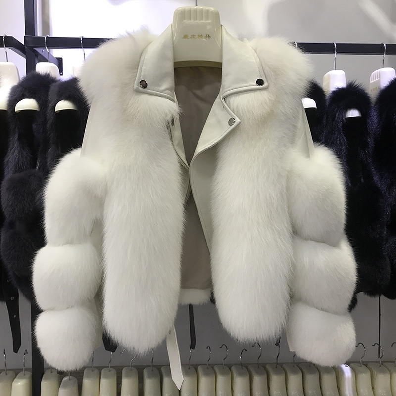 DEAT Winter New Arrival Women Fashion Fur Coats Real Full Pelt Fox Fur Outerwear Genuine Sheepskin Leather Jacket MK175 201112