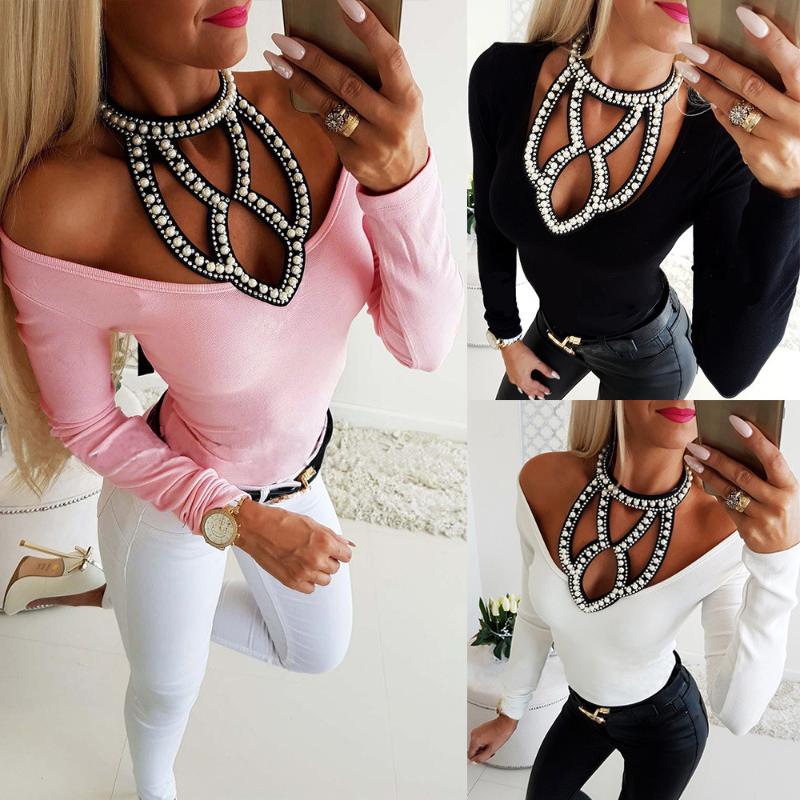 Sexy Halter Hollowed Pearl Nail Bead Thin Sweater Autumn Winter Female Pink Black White Elegant Long Sleeve Slim Low Cut Tops, 3403-white
Sexy Halter Hollowed Pearl Nail Bead Thin Sweater Autumn Winter Female Pink Black White Elegant Long Sleeve Slim Low Cut Tops, 3403-white