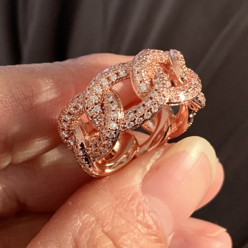 Sterg Sier Rose Gold CZ Dia Party Ring | White Sapphire Wedding Band