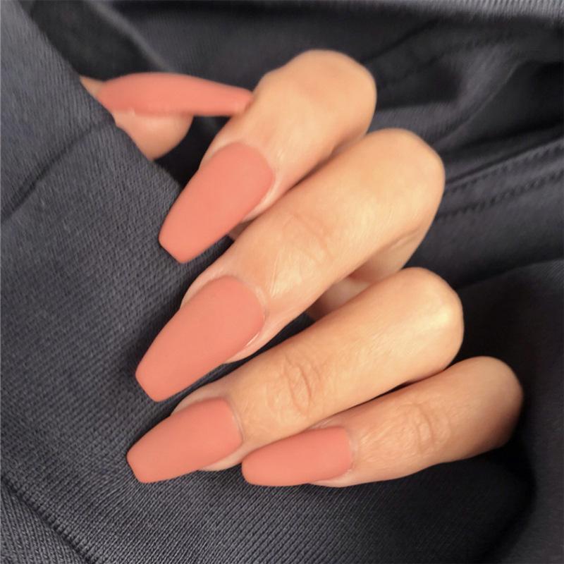 False Nails 24 Pcs/set Matte Pumpkin Color Coffin Fake Reusable Frosted Solid Ultra Thin Ballerina With Glue Sticker, Mp643
False Nails 24 Pcs/set Matte Pumpkin Color Coffin Fake Reusable Frosted Solid Ultra Thin Ballerina With Glue Sticker, Mp643