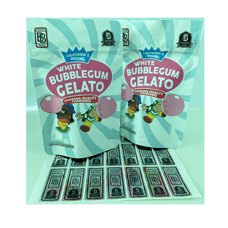 Backpack boyz White bubblegum gelato childproof ziplock plastic bag biodegradable stand up pouch with holographic stickers
Backpack boyz White bubblegum gelato childproof ziplock plastic bag biodegradable stand up pouch with holographic stickers