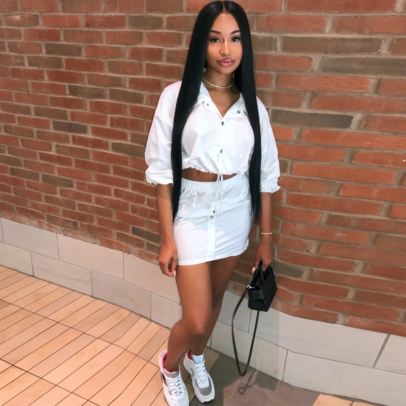 TWO PIECE SET Women Long Sleeve Crop Top Single Breasted Button Short Dress 2 PIECE Skirt Outfit Tweed Jacket Suit Plus Size 2pc