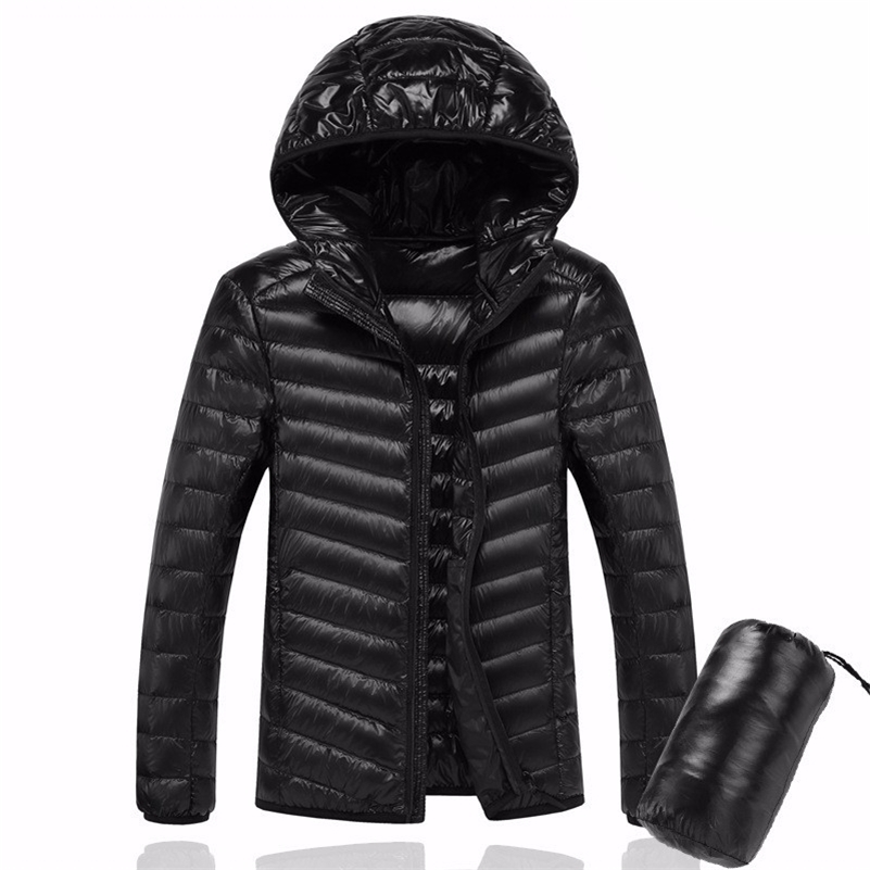 Men Hooded ultraLight White Duck Down Jacket Warm Jacket Line Portable Package men pack jacket 201217
