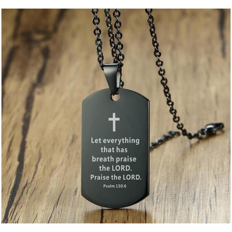 Bible Verse Necklace Cross Stainless Steel Mens Necklace Dog Tag Pendant Religious Jewelry Black For Christian Prayer Gift 4Uvgc
Bible Verse Necklace Cross Stainless Steel Mens Necklace Dog Tag Pendant Religious Jewelry Black For Christian Prayer Gift 4Uvgc
