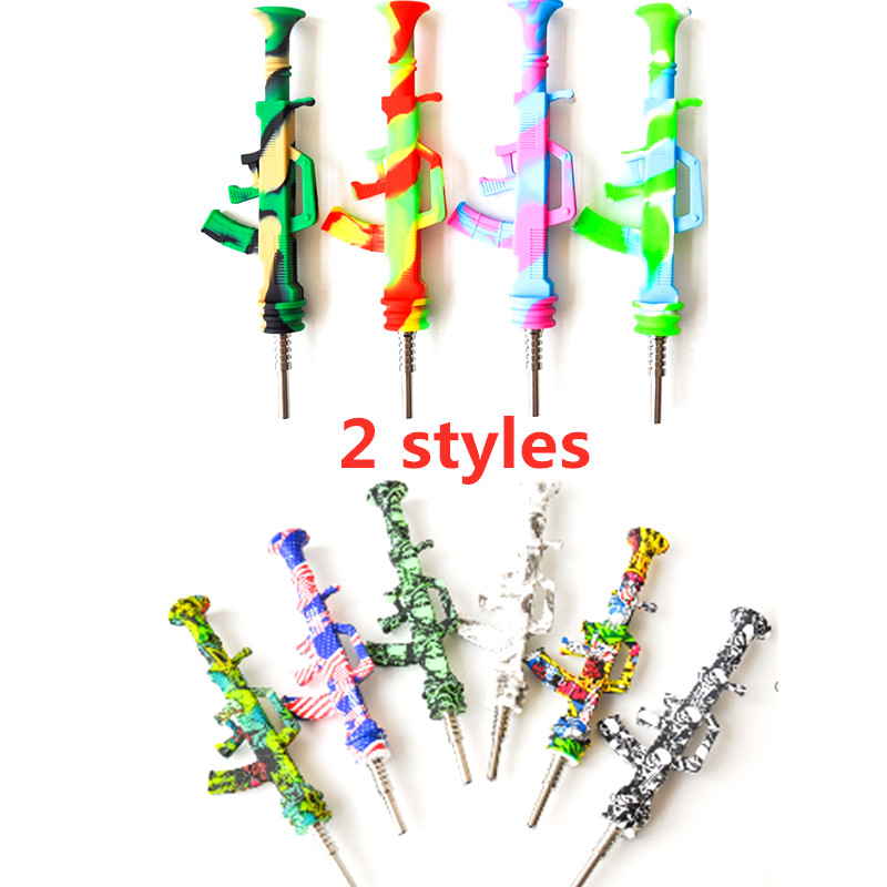 2style AK47 silicone nector collector kit Portable Smoking Pipe with 14mm steel nail Oil Rigs pipes for wax
2style AK47 silicone nector collector kit Portable Smoking Pipe with 14mm steel nail Oil Rigs pipes for wax