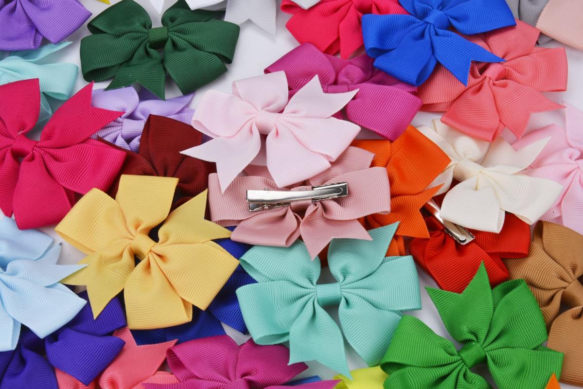 40pcs/lot Grosgrain Ribbon Hair Bow with Clips Baby Girls Bowknot Clips Hairpins Photo Shoot Hair Accessories