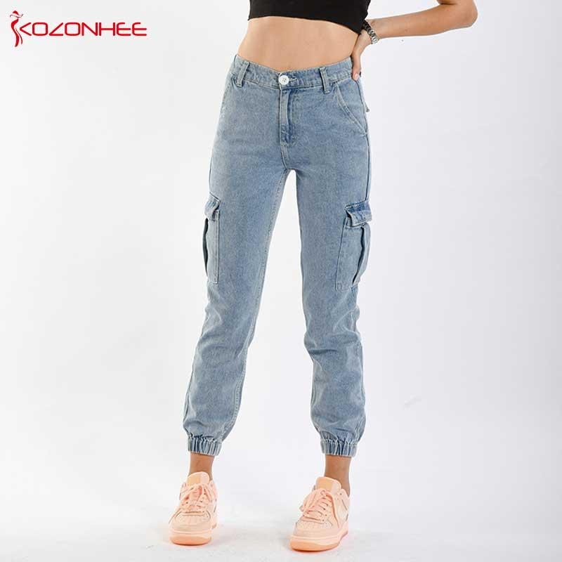 Fashion Cargo Jeans Women With High Waist Loose Elastic Waist Big Pocket Women Jeans Harem pants #71, Sky blue
Fashion Cargo Jeans Women With High Waist Loose Elastic Waist Big Pocket Women Jeans Harem pants #71, Sky blue