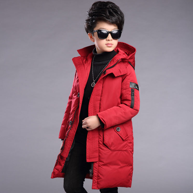 Children snowsuit Winter Warm Down Jackets for Boys Clothes Teenage clothing Kids Parkas Long Coat Size 10 12 14 16 Year 201126