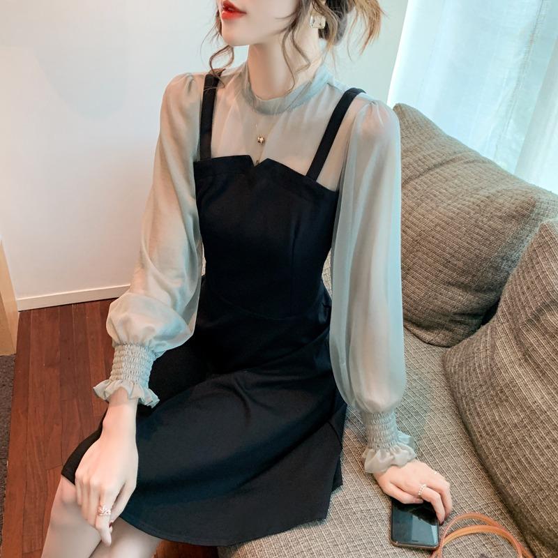 Casual Dresses Vestido De Mujer Retro Autumn O Neck Lantern Sleeve Mesh Dress Women Black Mini Patchwork Fake Two Piece Slim High Sexy, Black;gray
Casual Dresses Vestido De Mujer Retro Autumn O Neck Lantern Sleeve Mesh Dress Women Black Mini Patchwork Fake Two Piece Slim High Sexy, Black;gray