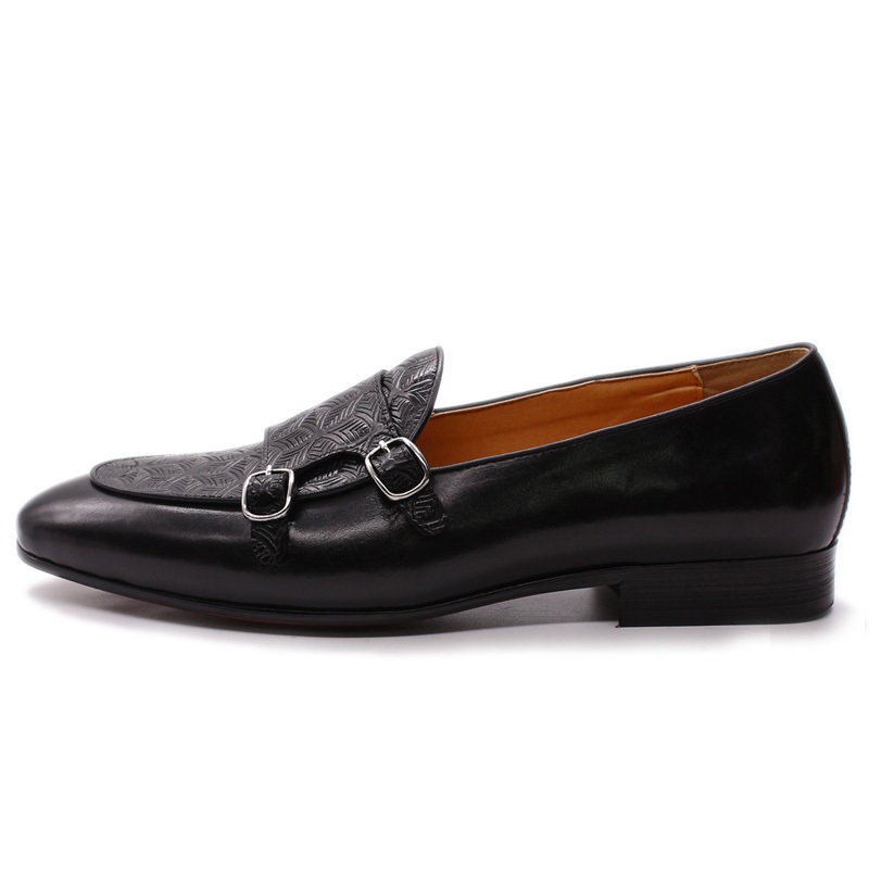 2020 Autumn shoes Mens Loafers Classic Monk Strap Men Shoes Genuine Leather Slip On Dress Shoes Wedding Casual Business Modern LJ201015