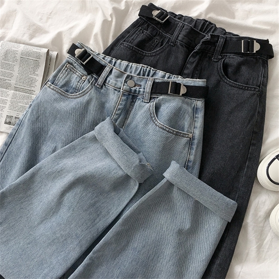 Streetwear Fashion High Waist Jeans Women Casual Solid Elastic Waist Loose Long Trousers Female Black Gray Straight Cotton Pants 210203
Streetwear Fashion High Waist Jeans Women Casual Solid Elastic Waist Loose Long Trousers Female Black Gray Straight Cotton Pants 210203