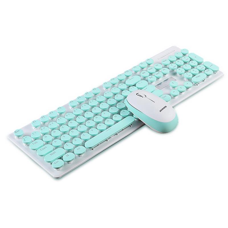 Wireless Gaming Keyboard and Mouse Combos Slim Rose Gold Color 24GHz Keyboard Comfortable Touch Combos with Receiver for Office L