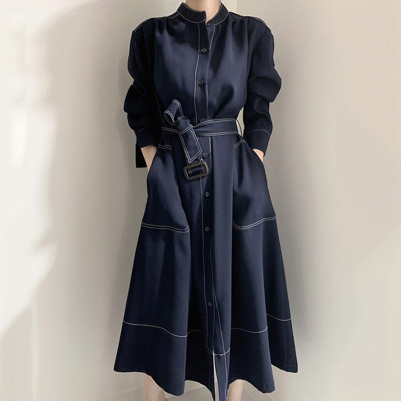 WICCON 2021 New Autumn Windbreaker Long Sleeve O-neck Single Breasted Solid Color Adjustable Waist Windbreaker, Navy blue
WICCON 2021 New Autumn Windbreaker Long Sleeve O-neck Single Breasted Solid Color Adjustable Waist Windbreaker, Navy blue