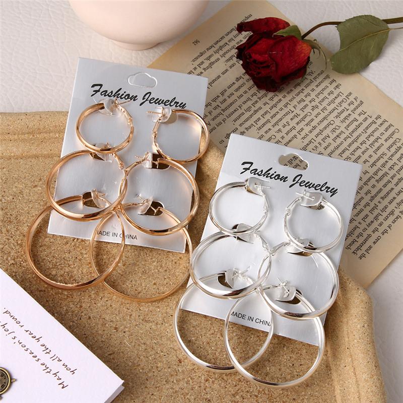 3 Pairs Gold Silver Color Big Circle Earrings Set For Women New Fashion Wide Statement Hoop Earrings Ladies Jewelry Wholesale
3 Pairs Gold Silver Color Big Circle Earrings Set For Women New Fashion Wide Statement Hoop Earrings Ladies Jewelry Wholesale
