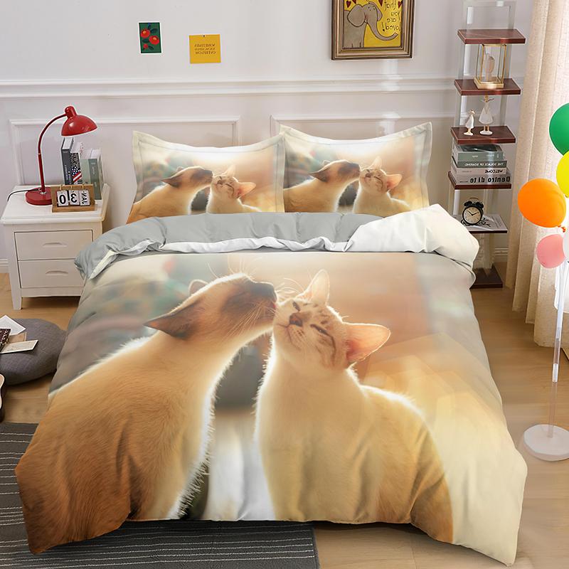 Kiss Lover Cat Duvet Cover Cute Animal Luxury Queen King Bedding Set For Kids Adult Euro Size Bedclothes, Bs5334 
Kiss Lover Cat Duvet Cover Cute Animal Luxury Queen King Bedding Set For Kids Adult Euro Size Bedclothes, Bs5334