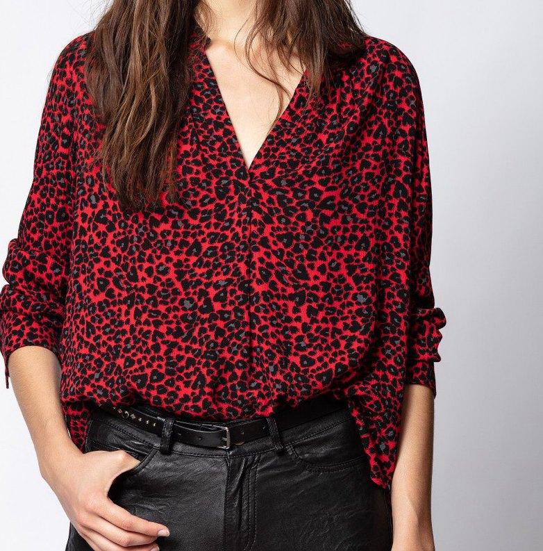 Women Shirt 2020 New Red Leopard Shirt Print Red Tone Is White and Thin V-neck Viscose Crepe Top
Women Shirt 2020 New Red Leopard Shirt Print Red Tone Is White and Thin V-neck Viscose Crepe Top