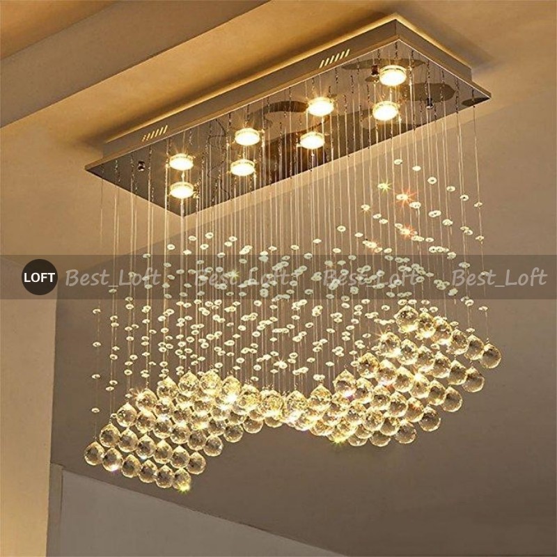 Contemporary Crystal Rectangle Chandelier Rain Drop Crystal Ceiling Light Fixture Wave Design Flush Mount For Dining Room
Contemporary Crystal Rectangle Chandelier Rain Drop Crystal Ceiling Light Fixture Wave Design Flush Mount For Dining Room