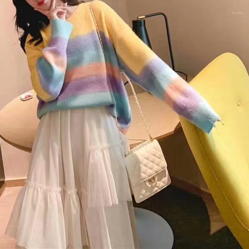 Autumn winter Casual rainbow Patchwork Women Knitted Sweaters 2020 O Neck Long Sleeve Loose Female Sweater Plus Size Pullovers1, Blue
Autumn winter Casual rainbow Patchwork Women Knitted Sweaters 2020 O Neck Long Sleeve Loose Female Sweater Plus Size Pullovers1, Blue